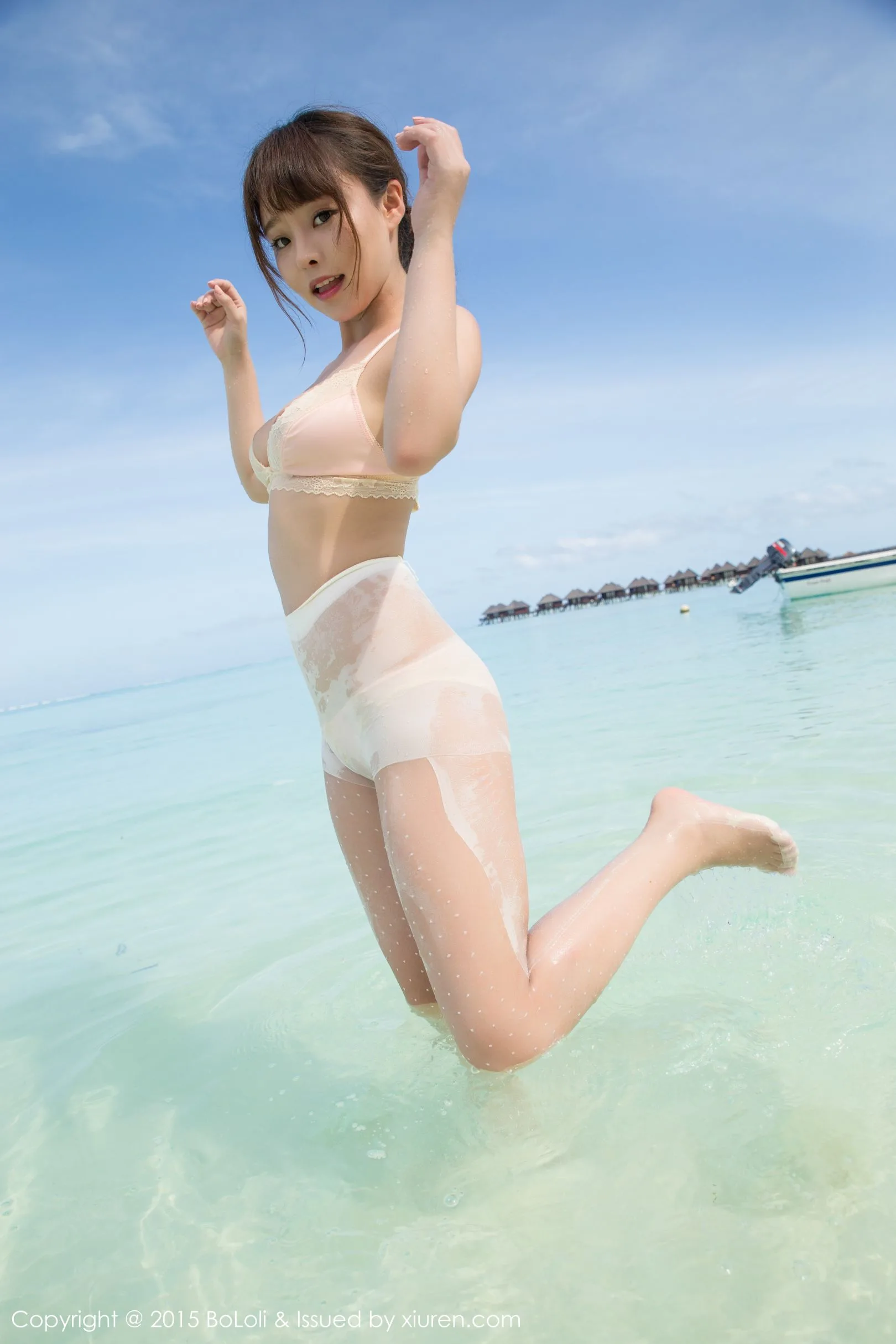 [Câu lạc bộ Polo BoLoli]VOL.049 Liu Youqi Sevenbaby - Buổi chụp ảnh tại bãi biển Maldives: Những bức ảnh ướt át và hoang dã - 2
